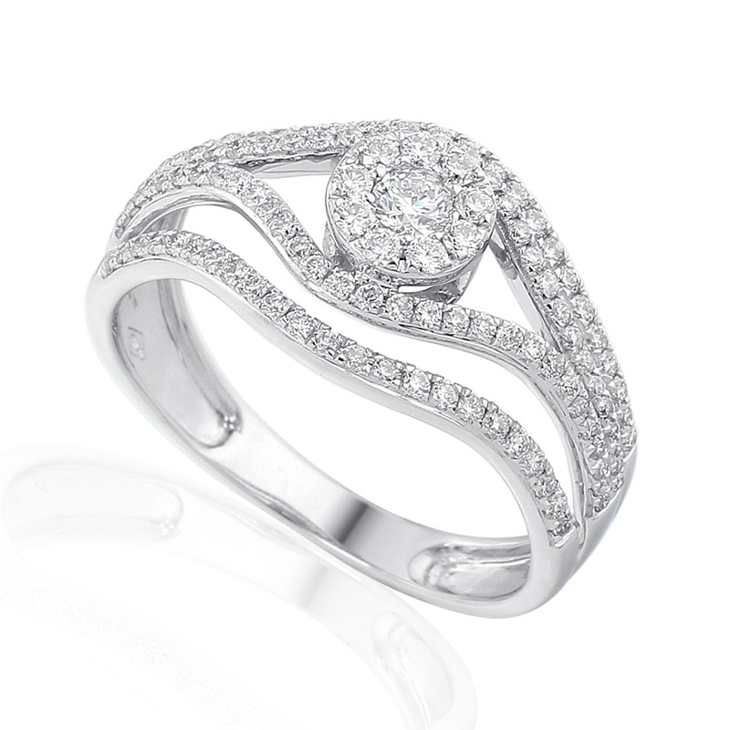 Illusion Solitairs Ring White Gold 18 Carats - 0925345