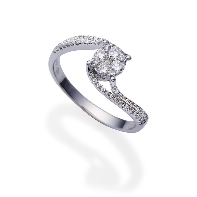 Illusion Solitairs Ring White Gold 18 Carats - R0842D